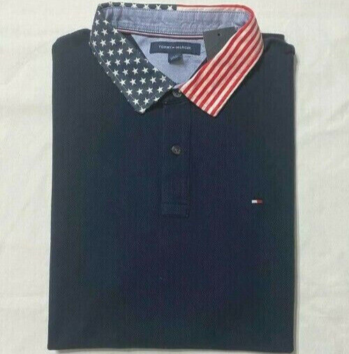 🔥Tommy Hilfiger austin polo shirt with flag collar MEN'S SIZE LARGE NWT $69.50 gallery