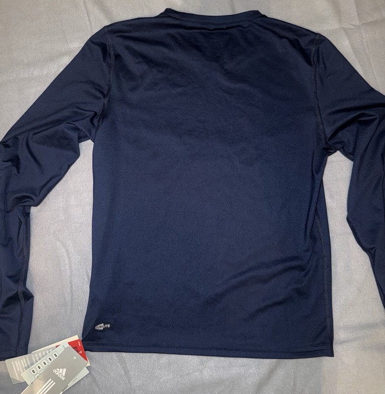 VTG 2007 NWT Adidas Climalite V-Neck Long Sleeve Mens Navy Large Performance Tee gallery