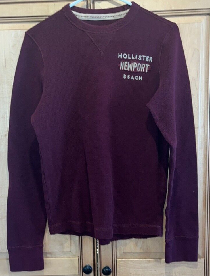 Hollister "Newport Beach" Men's Maroon 100% Cotton Thermal Shirt - Size M EUC