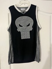 MARVEL Graphic Basketball Jersey S (34/36) PUNISHER 74 Black and Gray Sleeveless