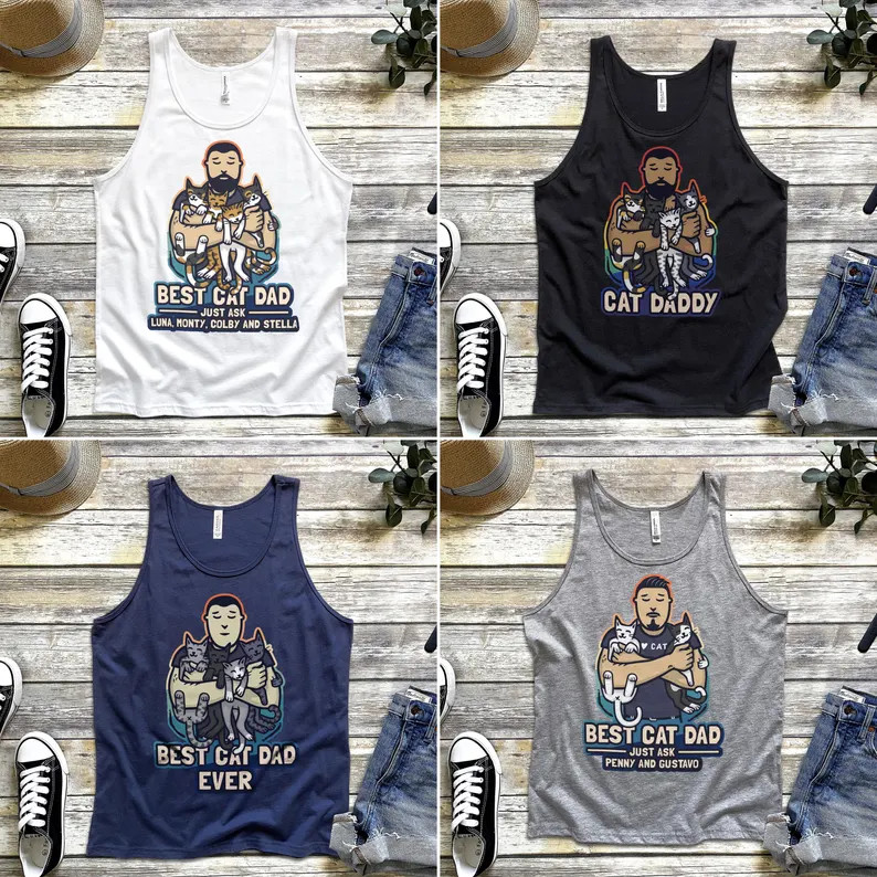 Personalized Custom Cat Dad Tank Top gallery