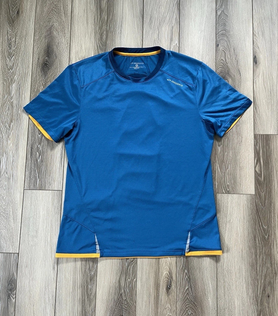 Brooks Equilibrium Training Short Sleeve Running Blue Shirt Infiniti Mens Sz L gallery