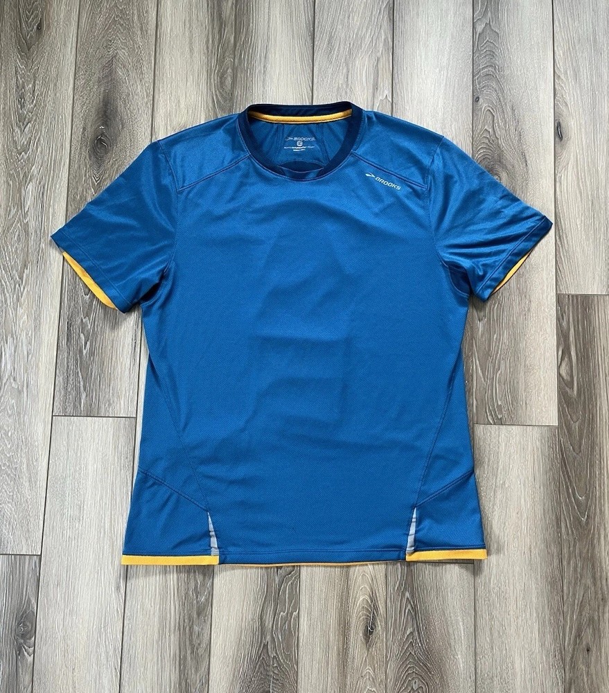Brooks Equilibrium Training Short Sleeve Running Blue Shirt Infiniti Mens Sz L