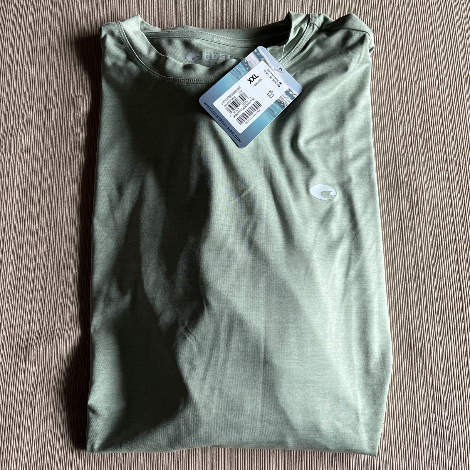 Costa Men’s 2XL Long Sleeve Performance Shirt Heather Sage NWT $45 gallery