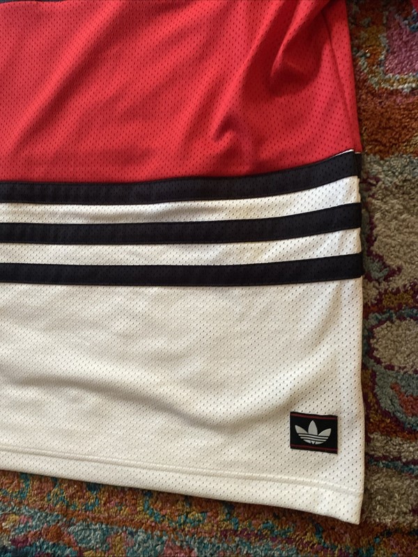 NEW Adidas Originals Men's Mesh Hockey Jersey Red Black White Medium M JY2804 gallery
