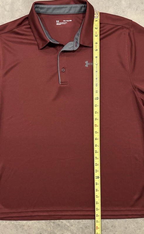 Under Armour Golf Polo Shirt Mens 2XL Short Sleeve Dark Red Stretch gallery