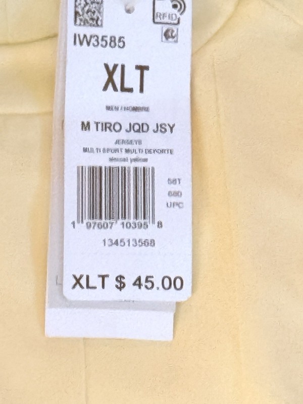 ADIDAS NWT TIRO JQD JSY JERSEY YELLOW Loose Fit Crew NECK, Men's XLT ￼ ￼ gallery