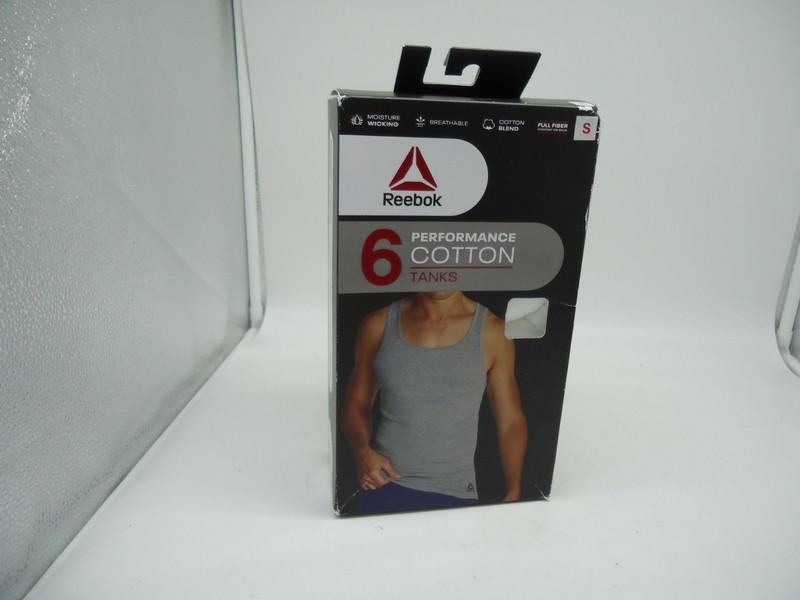 Reebok Men’s Small 34-36 Performance Cotton Tanks 6 Pack Black White Gray (A7) gallery