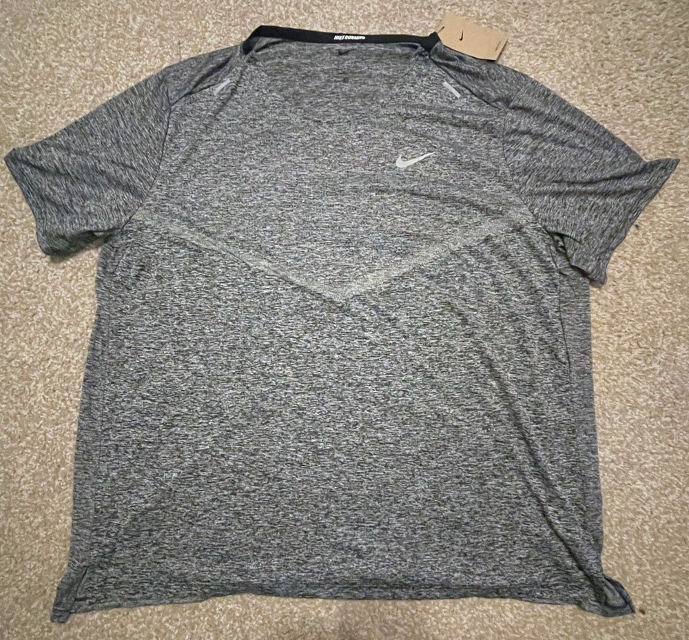 Nike Running Dri-FIT Shirt Mens 2XL Gray Heather Reflective CZ9184-011 NWT