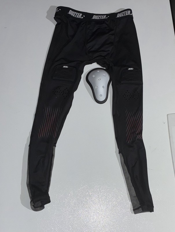 Duzter youth hockey neck guard shirt and jock pant Black/Gray/Red S gallery