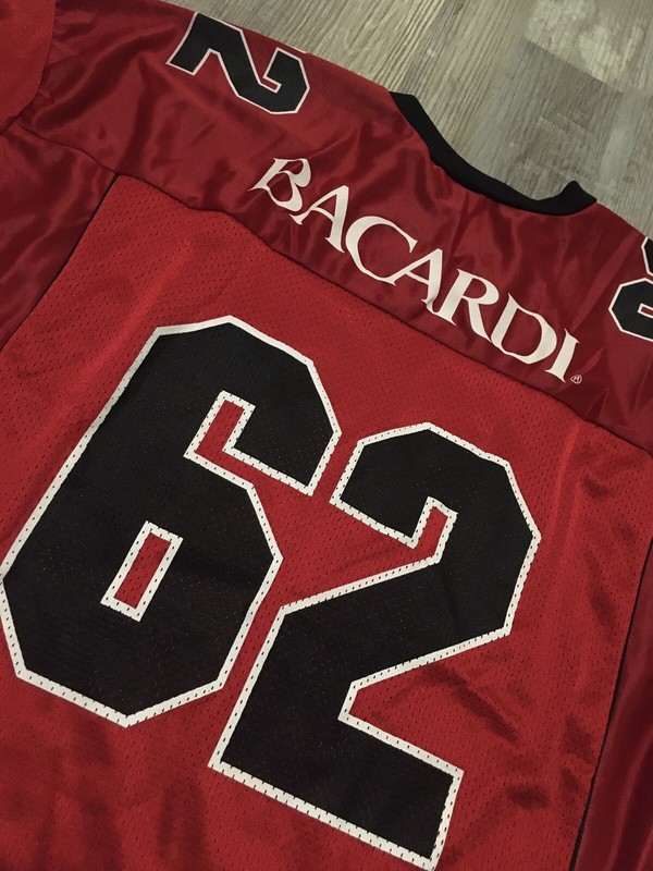 Bacardi #62 Advertising Jersey Style Short Sleeve XL Black Red New Display gallery