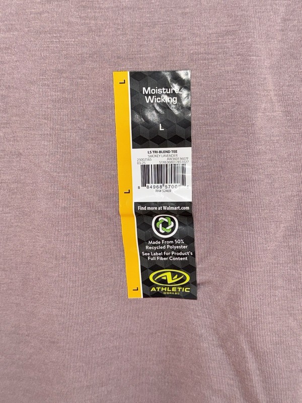 Athletic Works Men’s L Tri Blend Long Sleeve Shirt Smokey Lavender Performance gallery