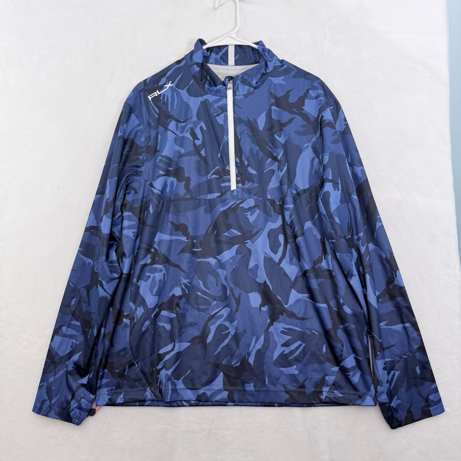 RLX Ralph Lauren 1/4 Zip Pullover Mens M Blue Camo Golf Performance Wicking gallery