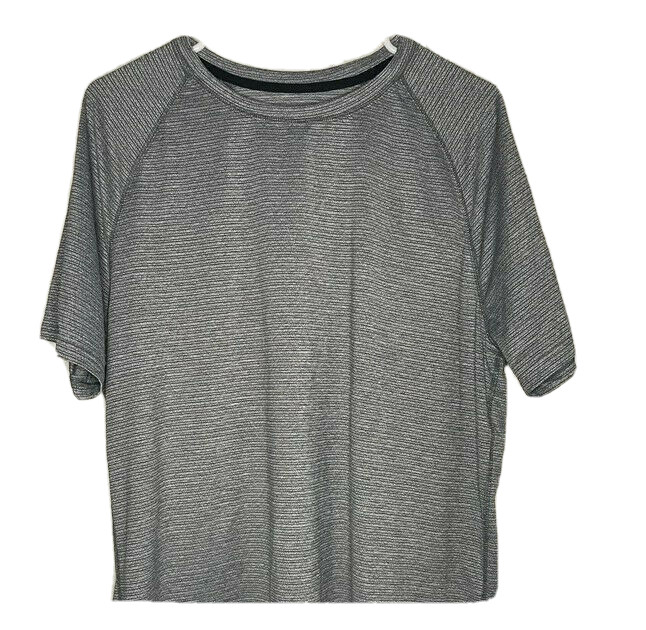 All Motion Mens Short Sleeve Soft Gym T-shirt S Athletic Gray Stripe Dri Fit gallery