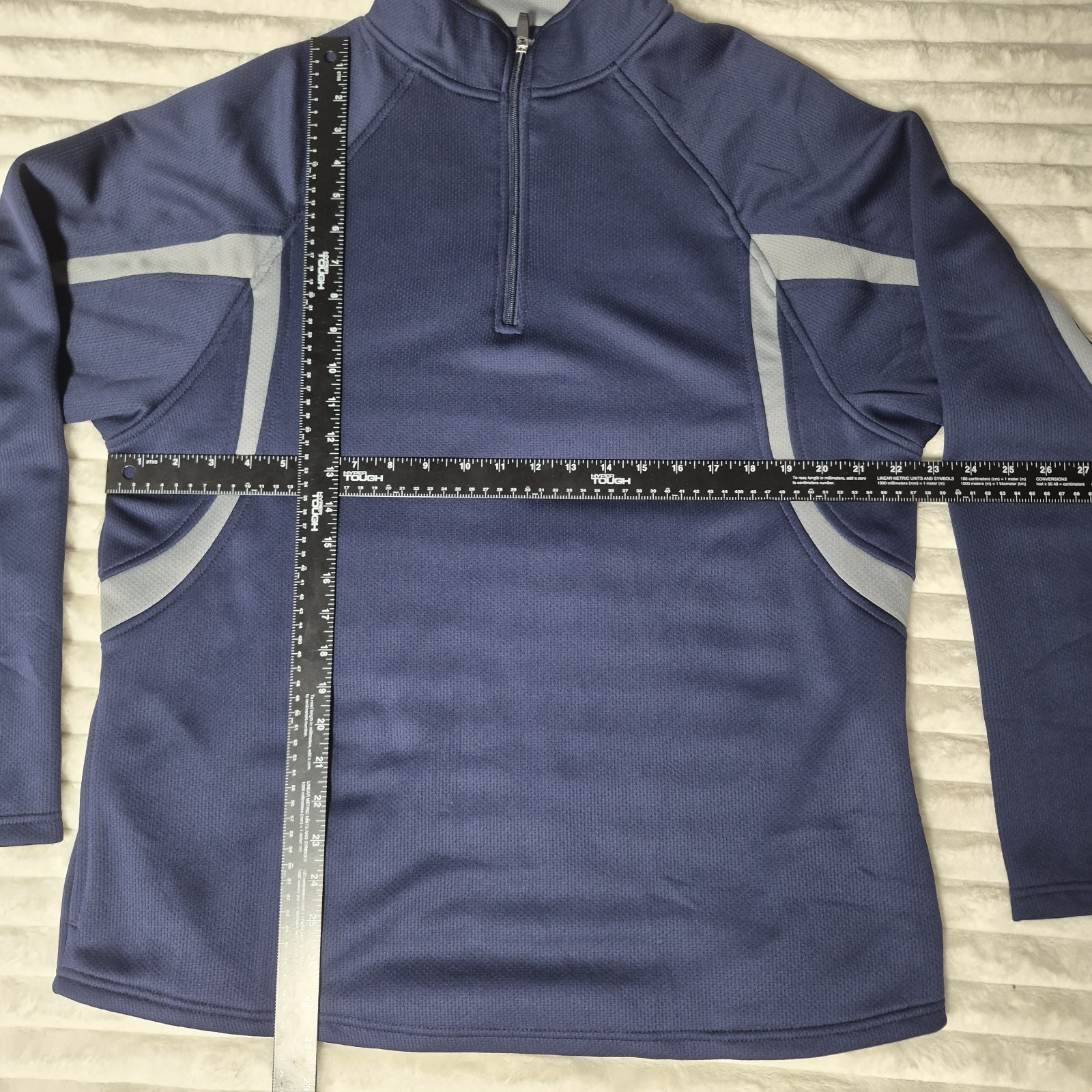 Russell Athletic Mens Dri-Power 1/4 Zip Pullover Navy Steel Gray 5VAXTMO Large gallery