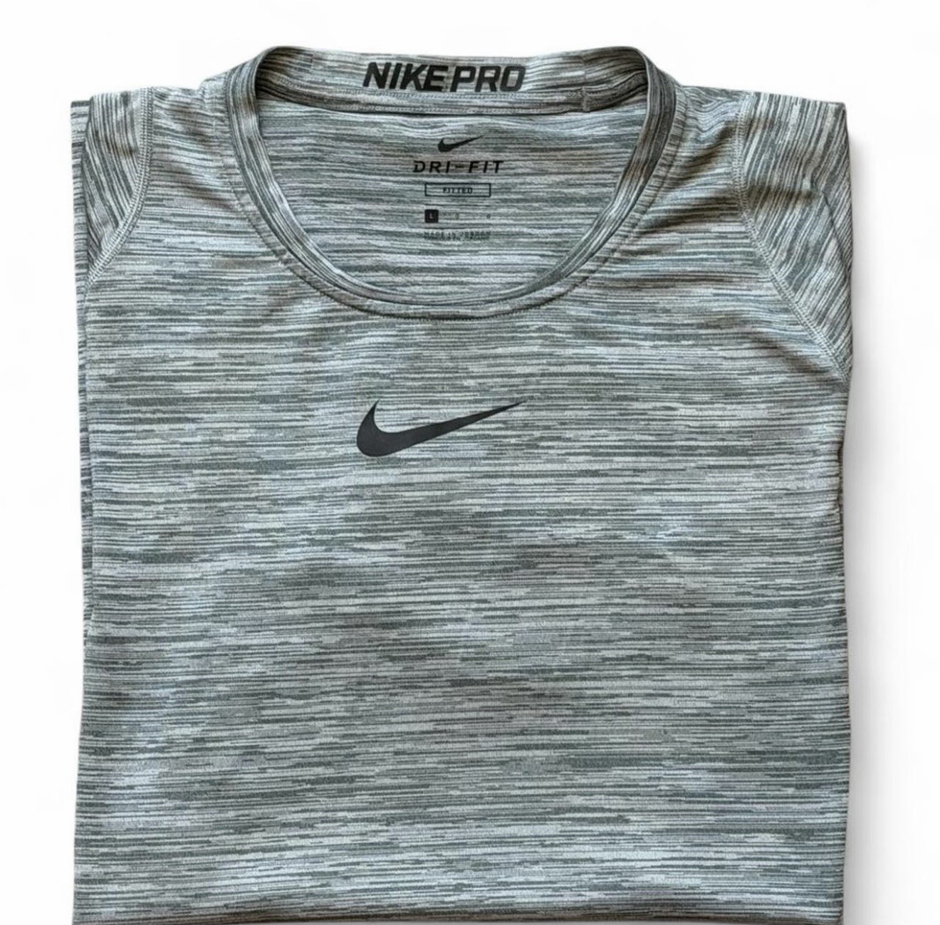 Nike Pro Dri Fit Mens Large Gray Compression Shirt Athletic Training Tee gallery