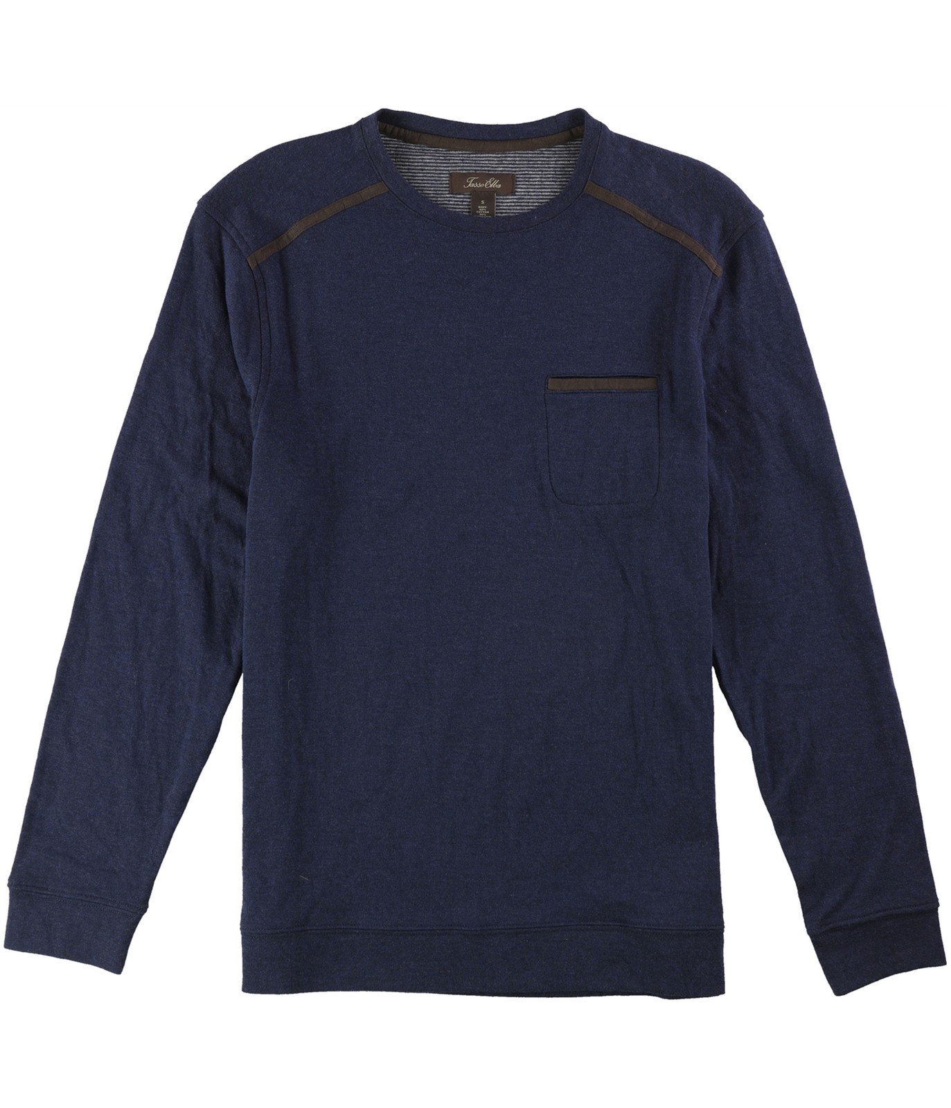 Tasso Elba Mens Faux-Suede Trim Basic T-Shirt, blues, S gallery