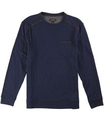 Tasso Elba Mens Faux-Suede Trim Basic T-Shirt, blues, S