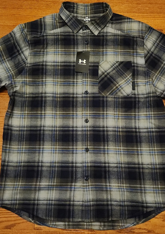 Under Armour Expanse Flannel Shirt 1386999-410 Navy Tech Blue New Men's Size XL gallery
