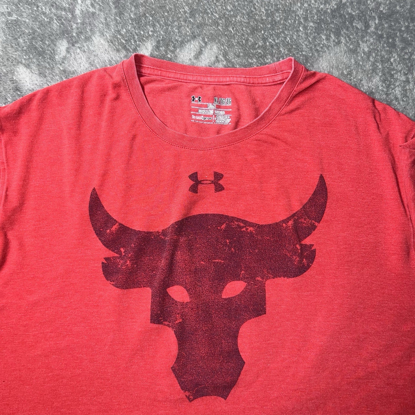 Under Armour Loose Project Rock Red Short Sleeve Graphic Shirt Men's XL gallery