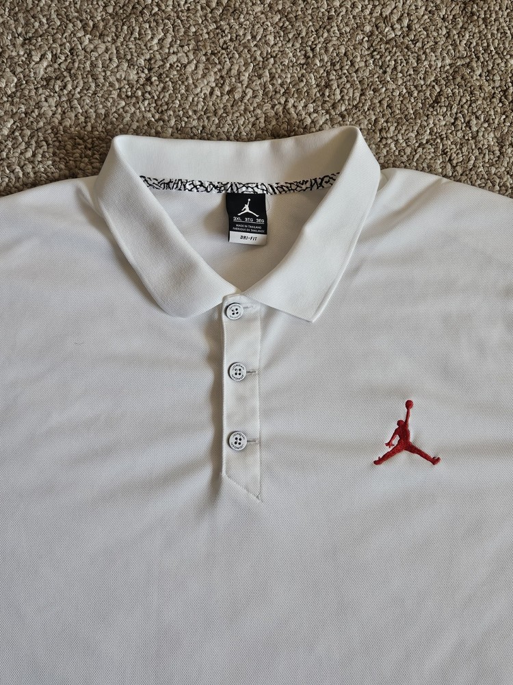 Nike Jordan Coaches Court Dry Polo 3XL, Dri-Fit Basketball White, Red Jumpman