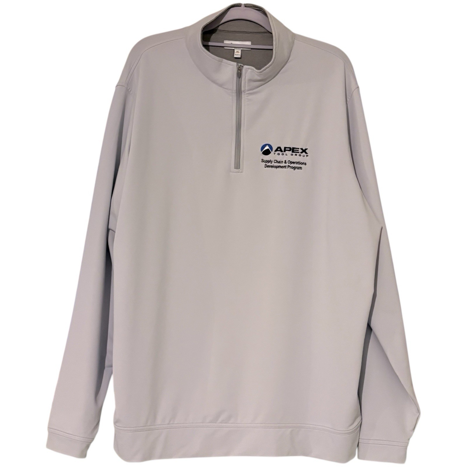 Peter Millar Perth Gray 1/4 Zip Work Logo Apex Tool Company Size XL gallery