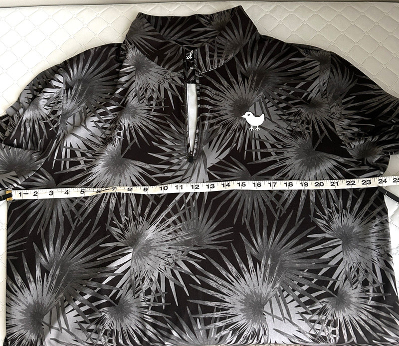 Bad Birdie Golf 1/4 Zip Pullover Jacket Mens XXL / 2XL Gray Palm Leaves UPF 50 gallery
