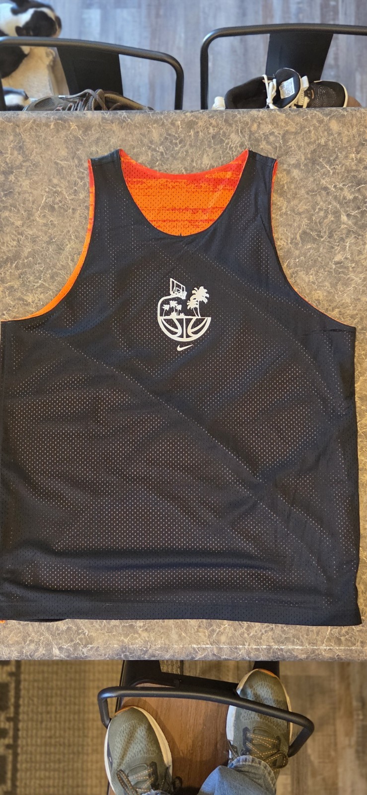 Nike Basketball Reversible Mesh Jersey Men's M Orange/Black Sleeveless gallery