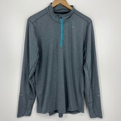 Nike Running Dri-FIT Mens Gray Teal Quarter Zip Pullover Large 504606-480