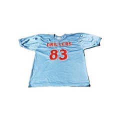 VTG 70s/80s Gator Athletics Blue Mesh DRILLERS Sz L Pullover Sports Jersey #83
