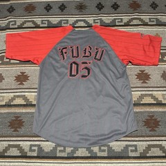 FUBU Pinstripe Baseball Jersey Mens XL Vintage Y2K Hip Hop A9