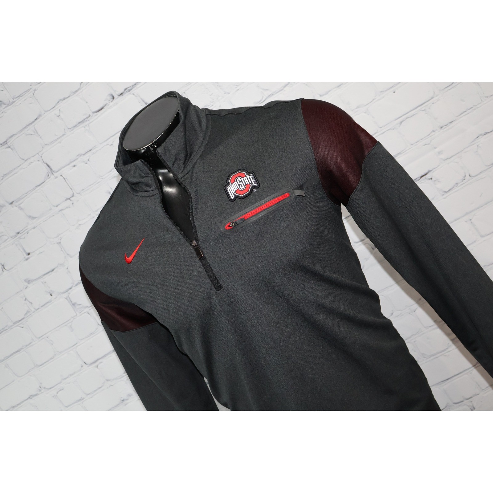 Nike Ohio State Buckeyes Pullover Mens Medium Gray 1/4 Zip Dri-Fit OSU Shirt ** gallery