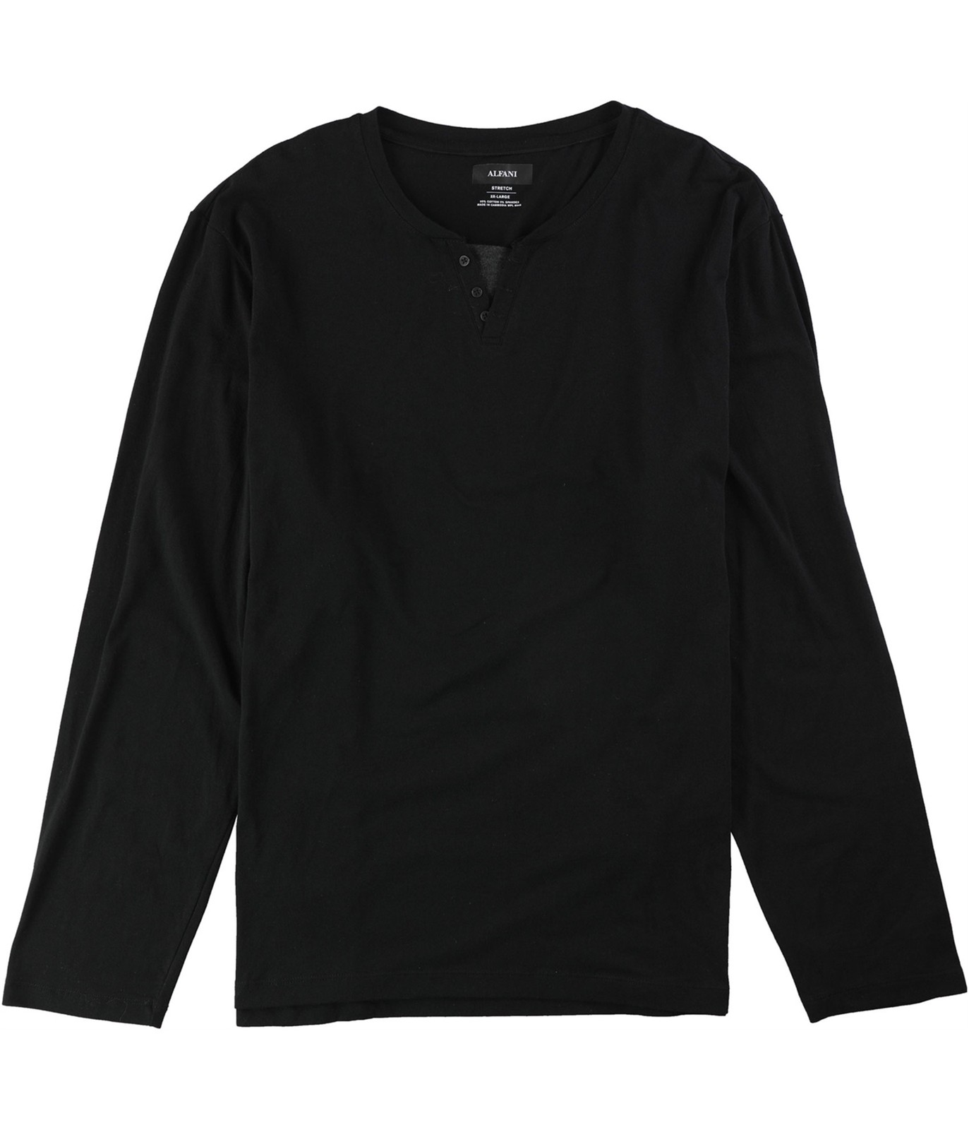 Alfani Mens Split Neck LS Embellished T-Shirt, deepblack, L gallery