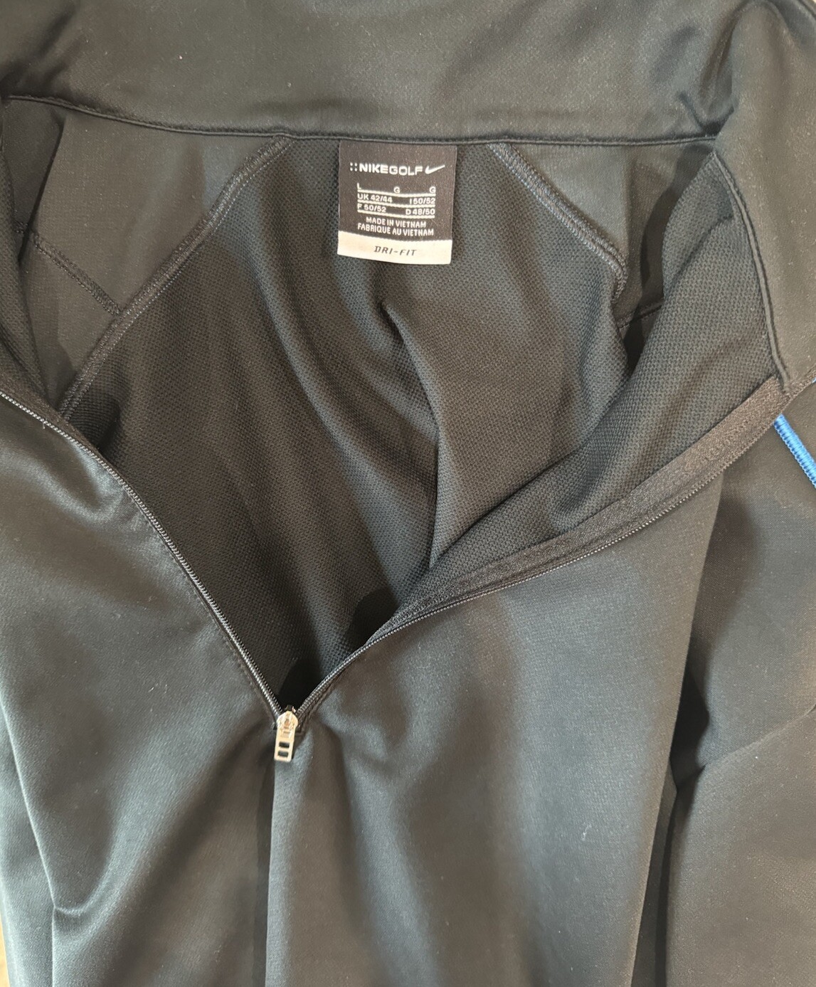 Nike Golf Men's Dri Fit Vapor 1/4 Zip Pullover Black Blue Long Sleeve Size Large gallery