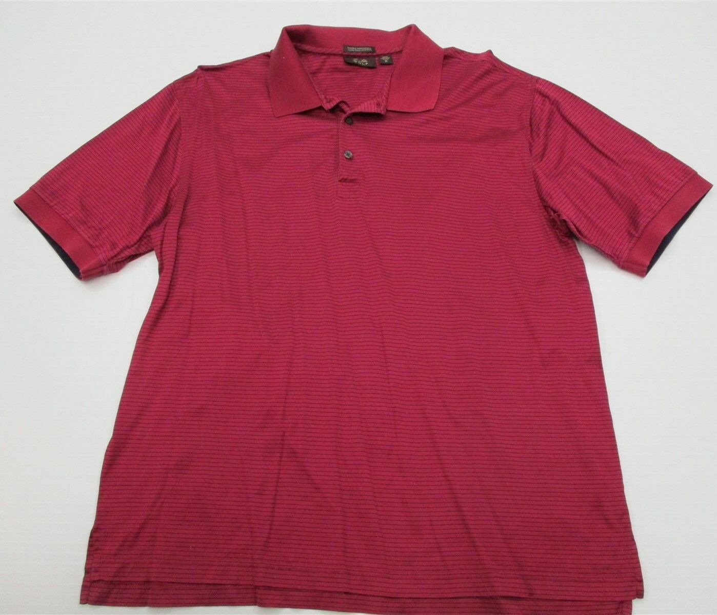TASSO ELBA GOLF Men's Size M 100% Cotton Golf Pink Striped Polo Shirt gallery