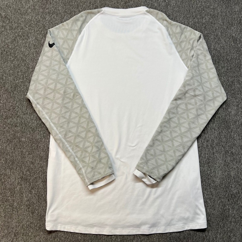 Nike Pro Mens Long Sleeve Training Shirt White Grey Geometric 929703-100 Large gallery