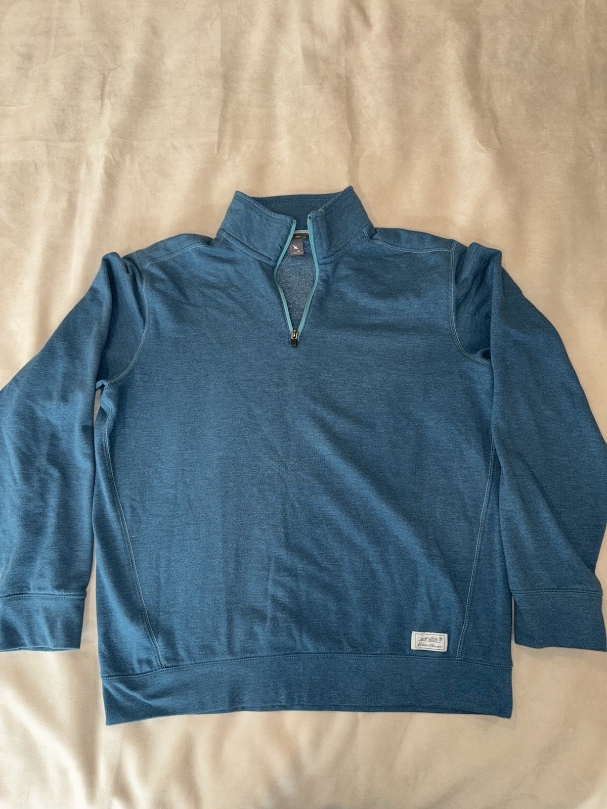 Eddie Bauer Green Half Zip Pullover Mock Neck Sweatshirt Sweater Medium NWT gallery