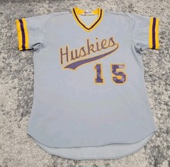 Mizuno Washington Huskies #15 Baseball Jersey Gray, Purple Yellow Men Size Large