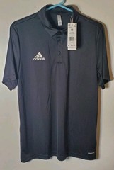 ADIDAS Men’s M New w/ Tags Polo Jersey Black Soccer Futbol Shirt Athletic Button