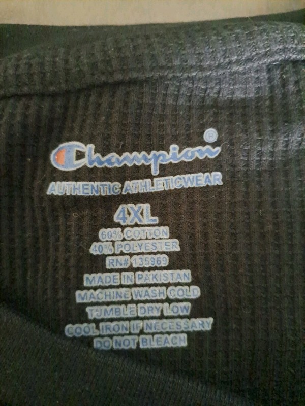 CHAMPION Brand New with Tags Thermal Shirt/Long Underwear Long Sleeve XXXXL gallery