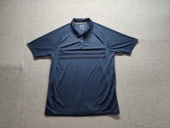 Adidas Climacool Men Polo Shirt L Navy Blue Striped Short Sleeve Collared Active
