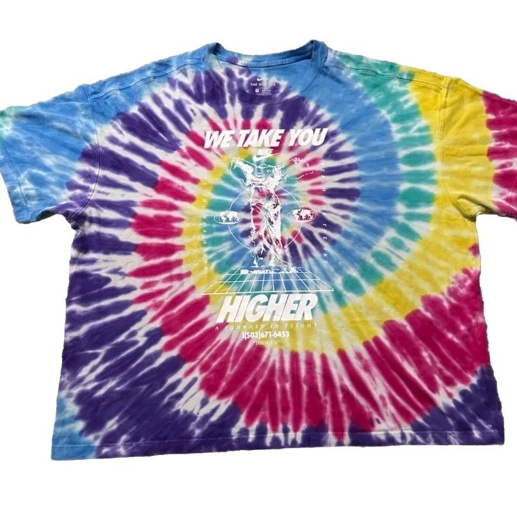 NIKE VIBE TIE DYE LOOSE OVERSIZED FIT HIGHER TEE MULTI-COLOR BQ1031 100 XXL MINT