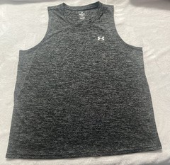 Under Armour Unisex Adult Sleeveless Shirt Charcoal Black Size XL Workout Casual