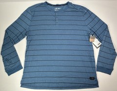 MSX By Michael Strahan Men’s Blue Premium Mesh Long Sleeve Henley Shirt XXL NWT