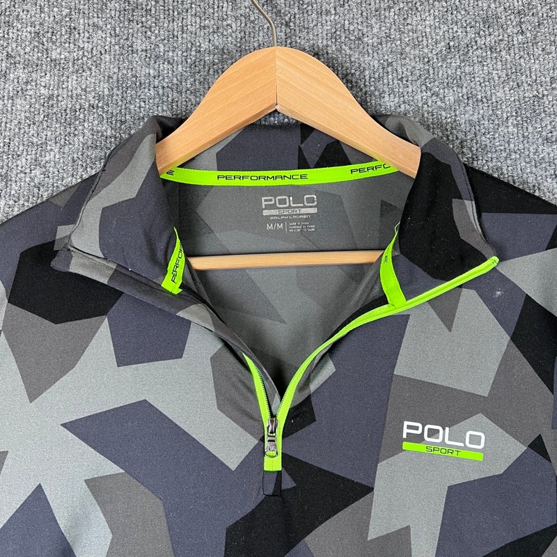 Polo Sport Ralph Lauren Pullover Mens M Gray Camo 1/4 Zip Performance Stretch gallery