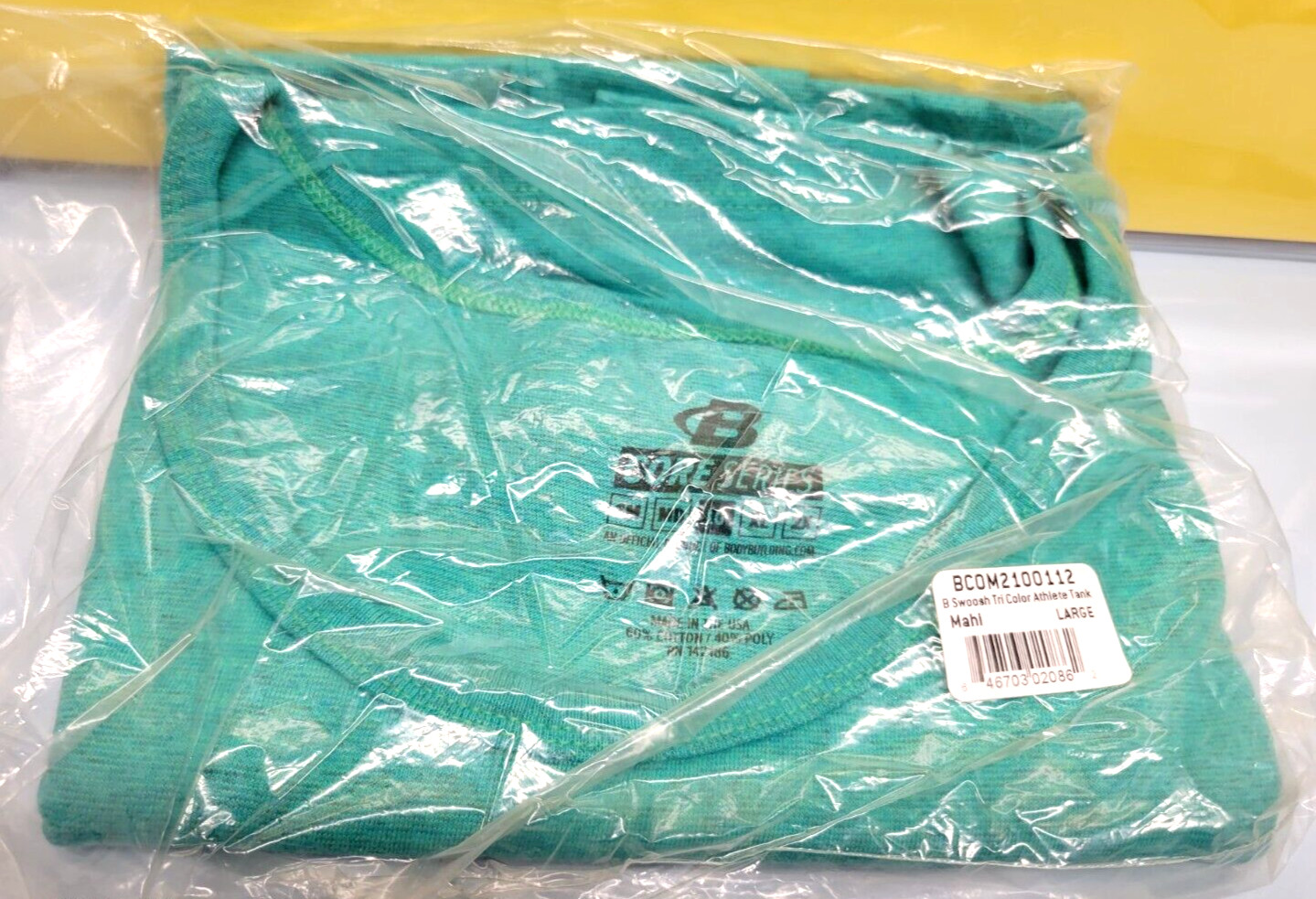 BODY BUILDING.COM CORE SERIES SWOOSH TRI COLOR ATHLETIC TANK MAHI GREEN LARGE gallery