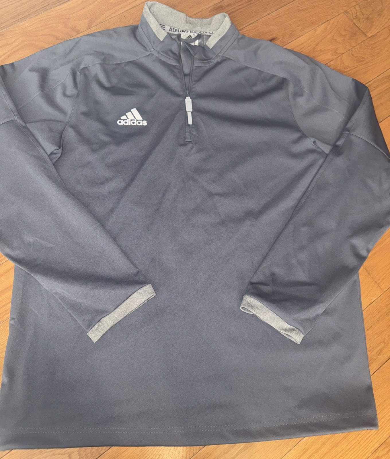 Men’s Medium Adidas Baseball 3/4 Long Sleeve Active wear- Windbreaker Pull Over gallery