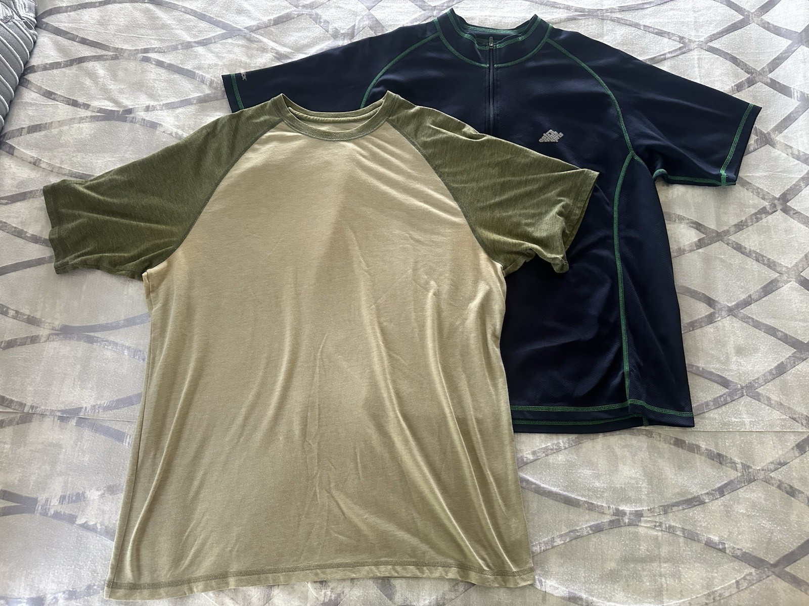 2 Eastern Mountain Sports Shirts Mens L Blue 1/4 Zip Cycling T-Shirt Solid M Tan gallery