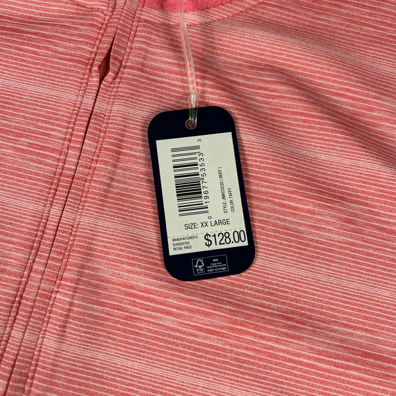 Johnnie-O Golf Pullover Bert 1/4 Zip XXL Pink Striped Polyester NWT MSRP $118 gallery