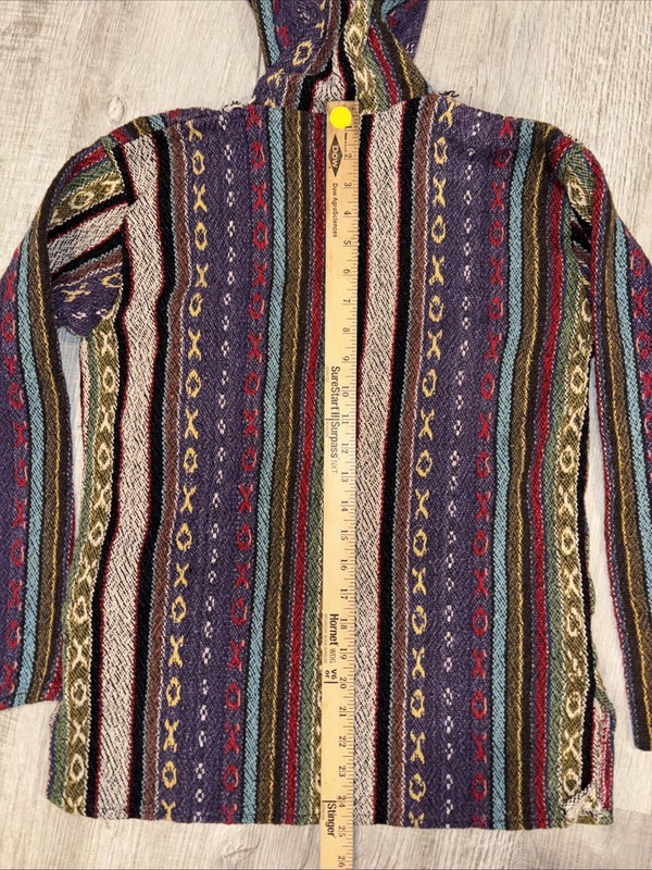 Mens Patchwork Hippy Winter Zip Jacket Hooded. Medium Drug Rug Poncho 0271 gallery
